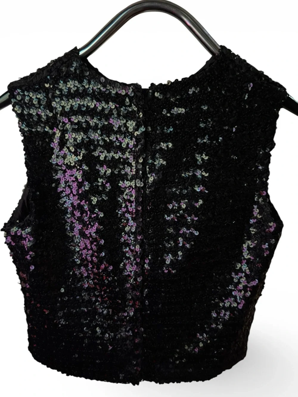 Vintage Black Sequin Sleeveless Cocktail Party Shell Vintage 10 Fit Modern Small